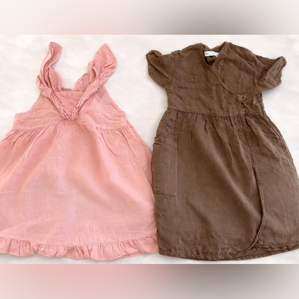 Zara Dusty Pink Ruffle Sundress & brown dress.